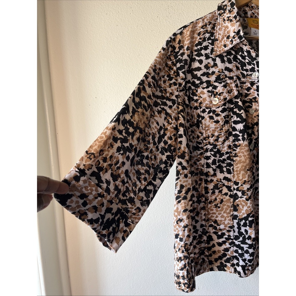 Ruby Rd. Collared Linen Brown Black Button Down N… - image 4